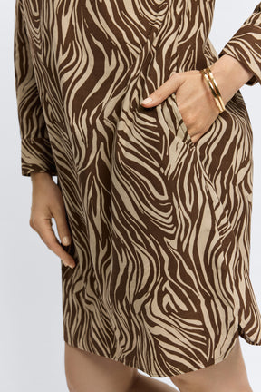 Sloane Abstract Zebra Corduroy Long Sleeve Dress