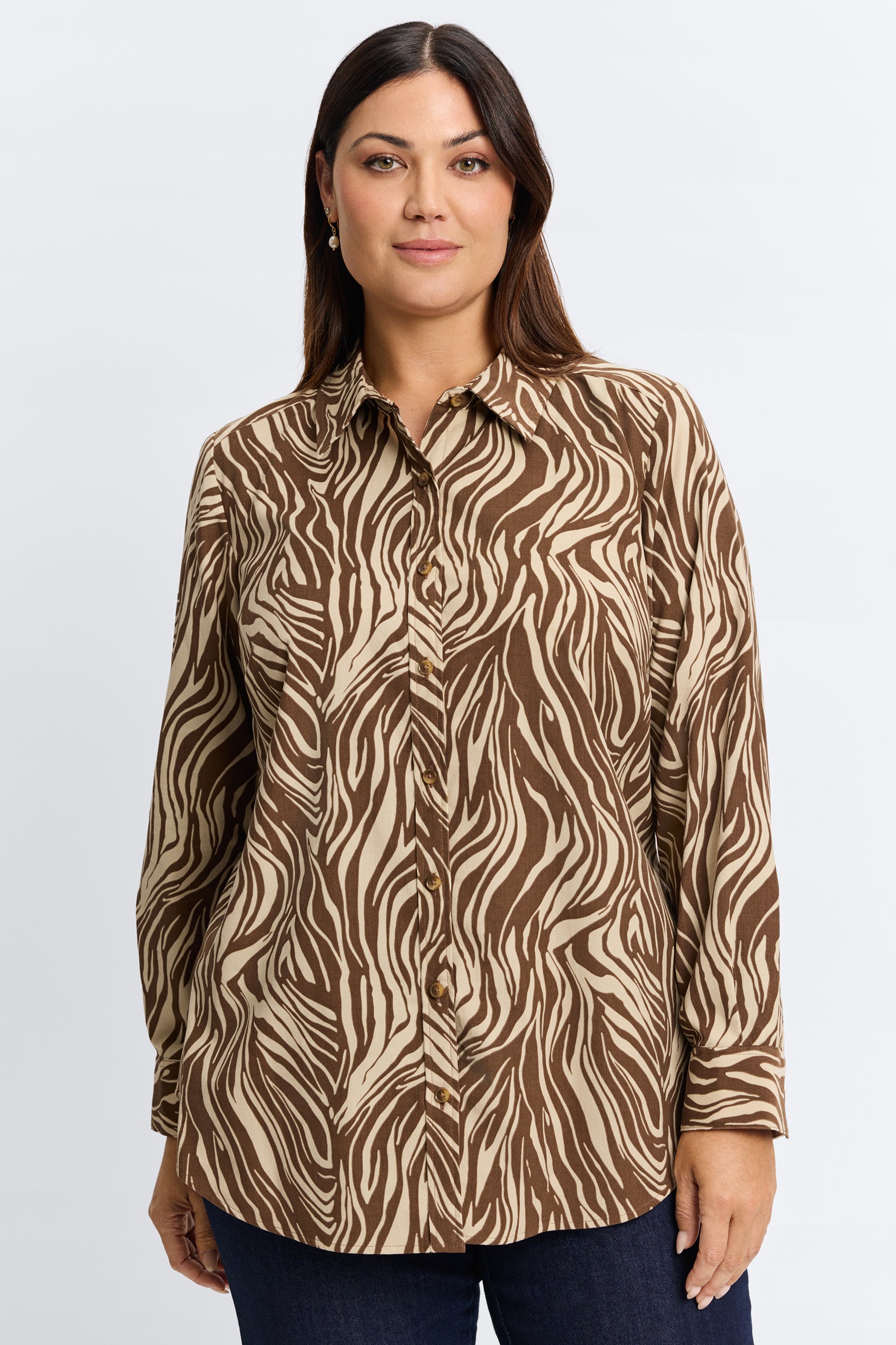 Haven Plus Abstract Zebra Corduroy Long Sleeve Shirt