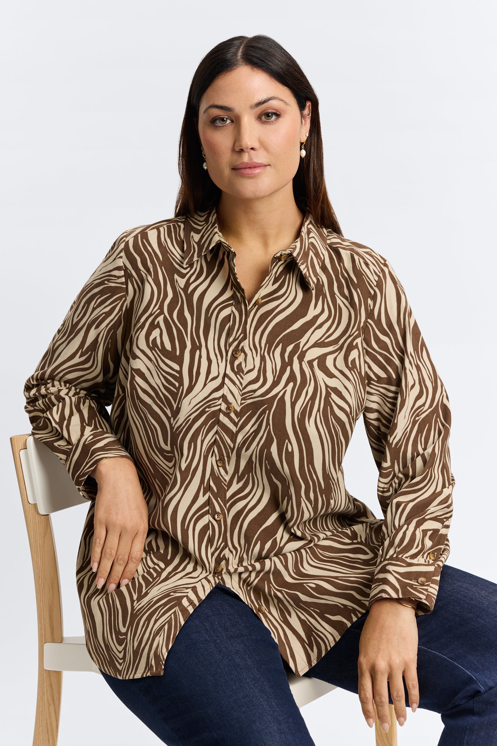 Haven Plus Abstract Zebra Corduroy Long Sleeve Shirt