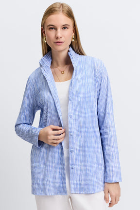 Carolina Crinkle Mini Gingham Long Sleeve Shirt Jacket