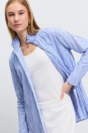 Carolina Crinkle Mini Gingham Long Sleeve Shirt Jacket