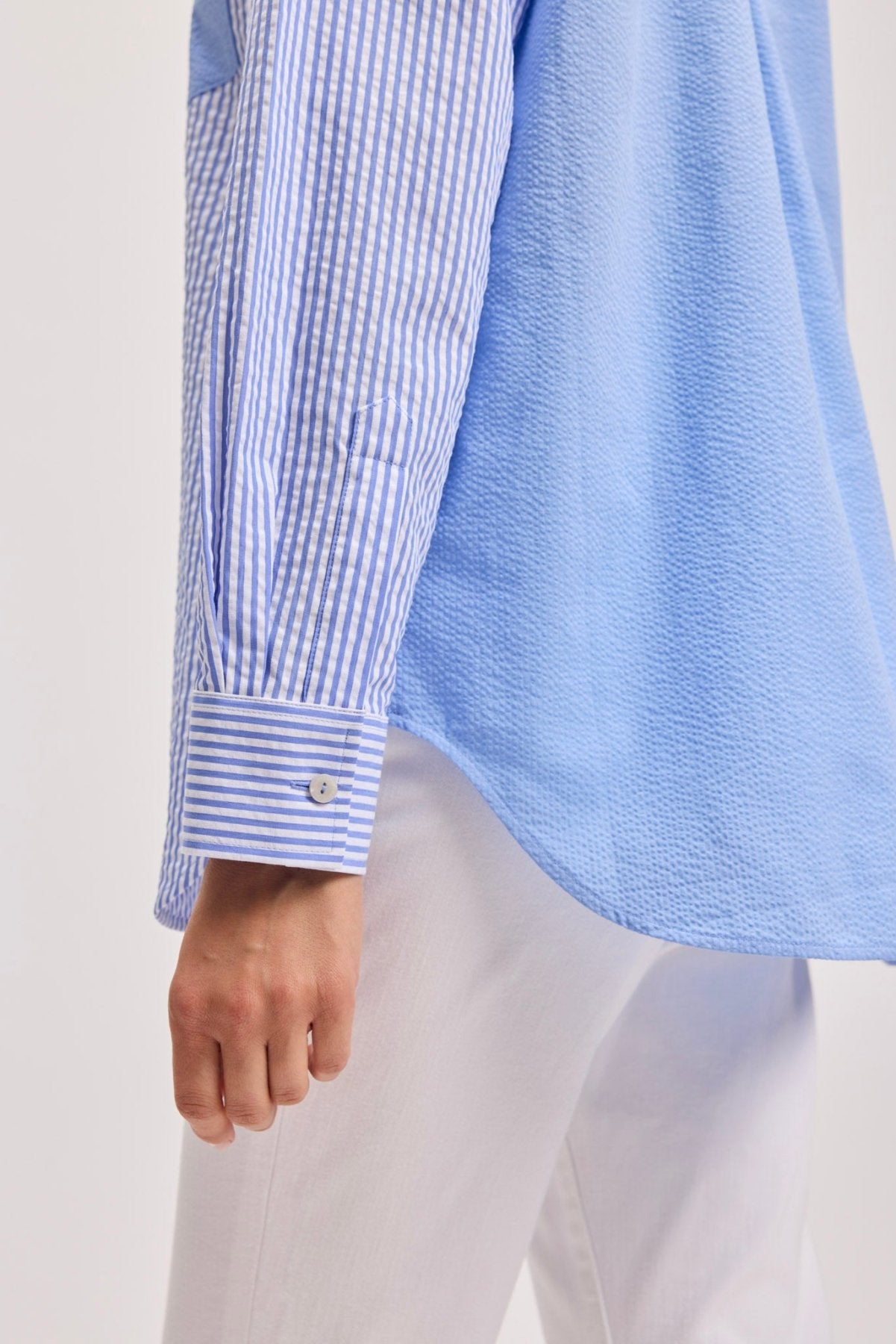 Boyfriend Seersucker Long Sleeve Tunic