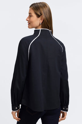 Daphne Stretch Matte Sateen Long Sleeve Popover Shirt