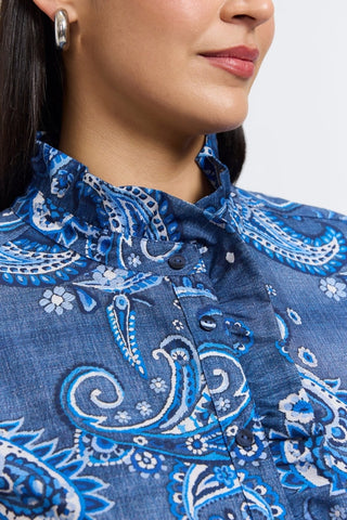 Sadie Plus Denim Paisley Long Sleeve Shirt