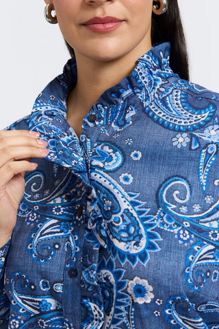Sadie Plus Denim Paisley Long Sleeve Shirt