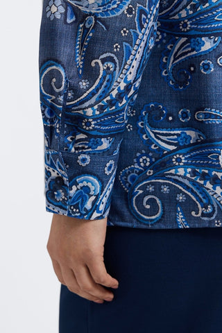 Sadie Plus Denim Paisley Long Sleeve Shirt