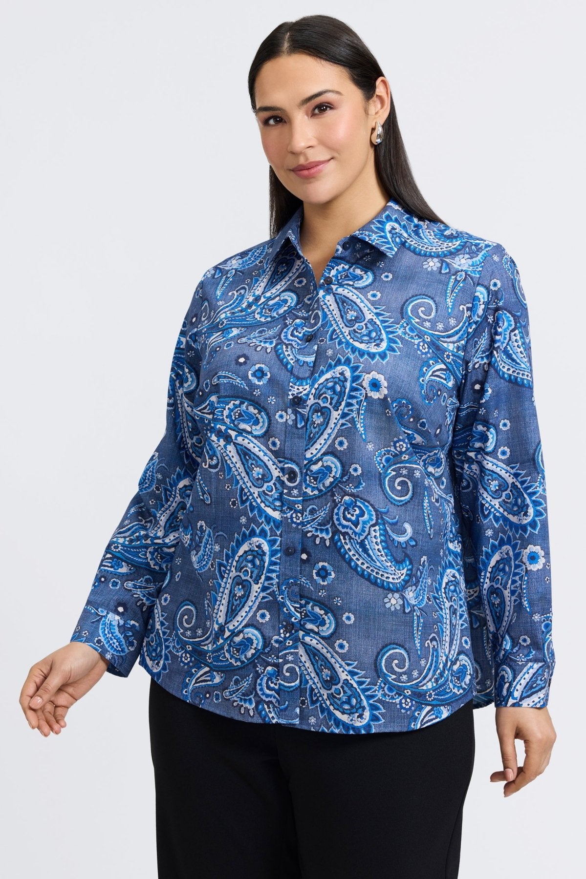 Hampton Plus Denim Paisley Long Sleeve Shirt