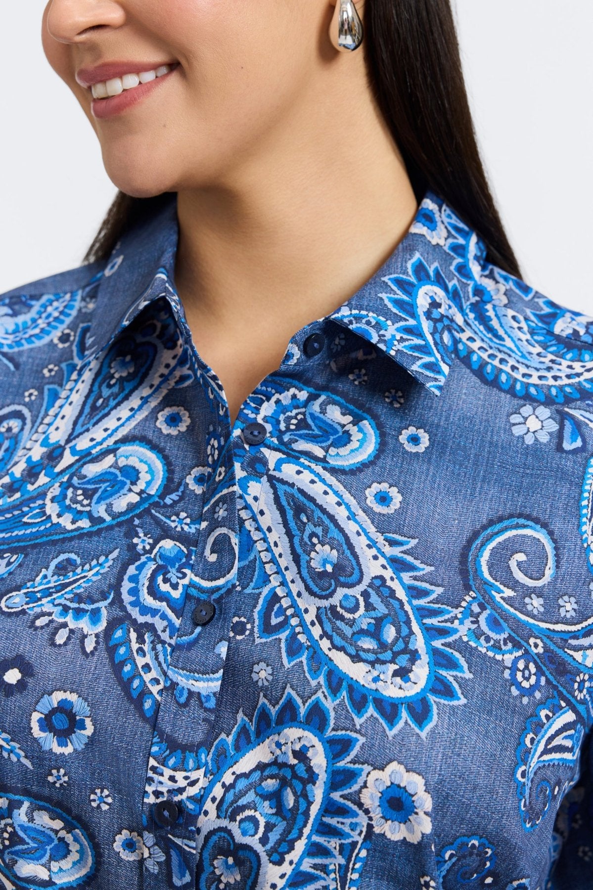 Hampton Plus Denim Paisley Long Sleeve Shirt