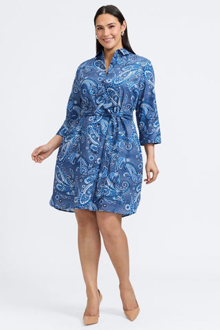 Rocca Plus Denim Paisley 3/4 Sleeve Dress