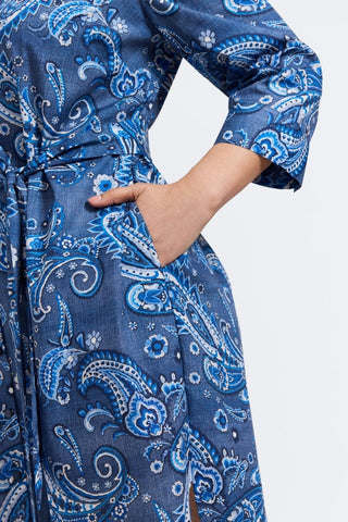 Rocca Plus Denim Paisley 3/4 Sleeve Dress