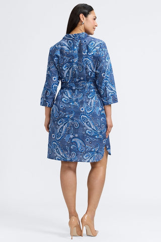 Rocca Plus Denim Paisley 3/4 Sleeve Dress