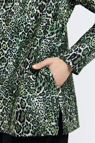 Carolina Green Leopard Long Sleeve Shirt Jacket