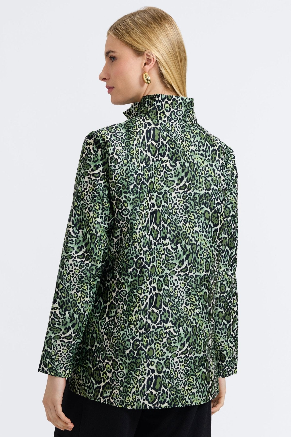Carolina Green Leopard Long Sleeve Shirt Jacket
