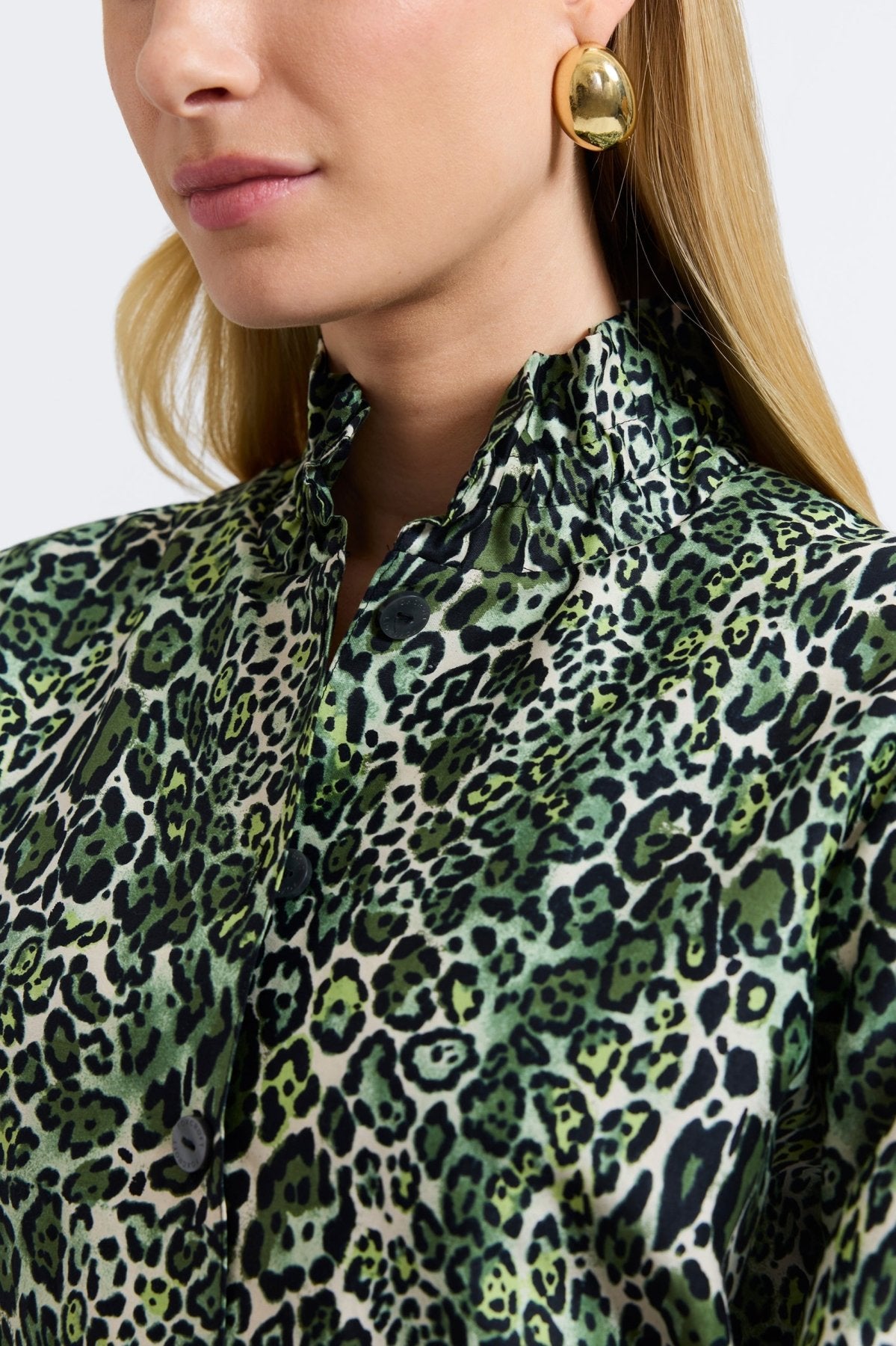 Carolina Green Leopard Long Sleeve Shirt Jacket