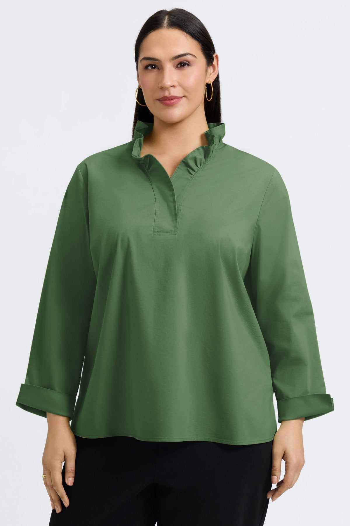 Tammy Plus No Iron Stretch Long Sleeve Popover Shirt