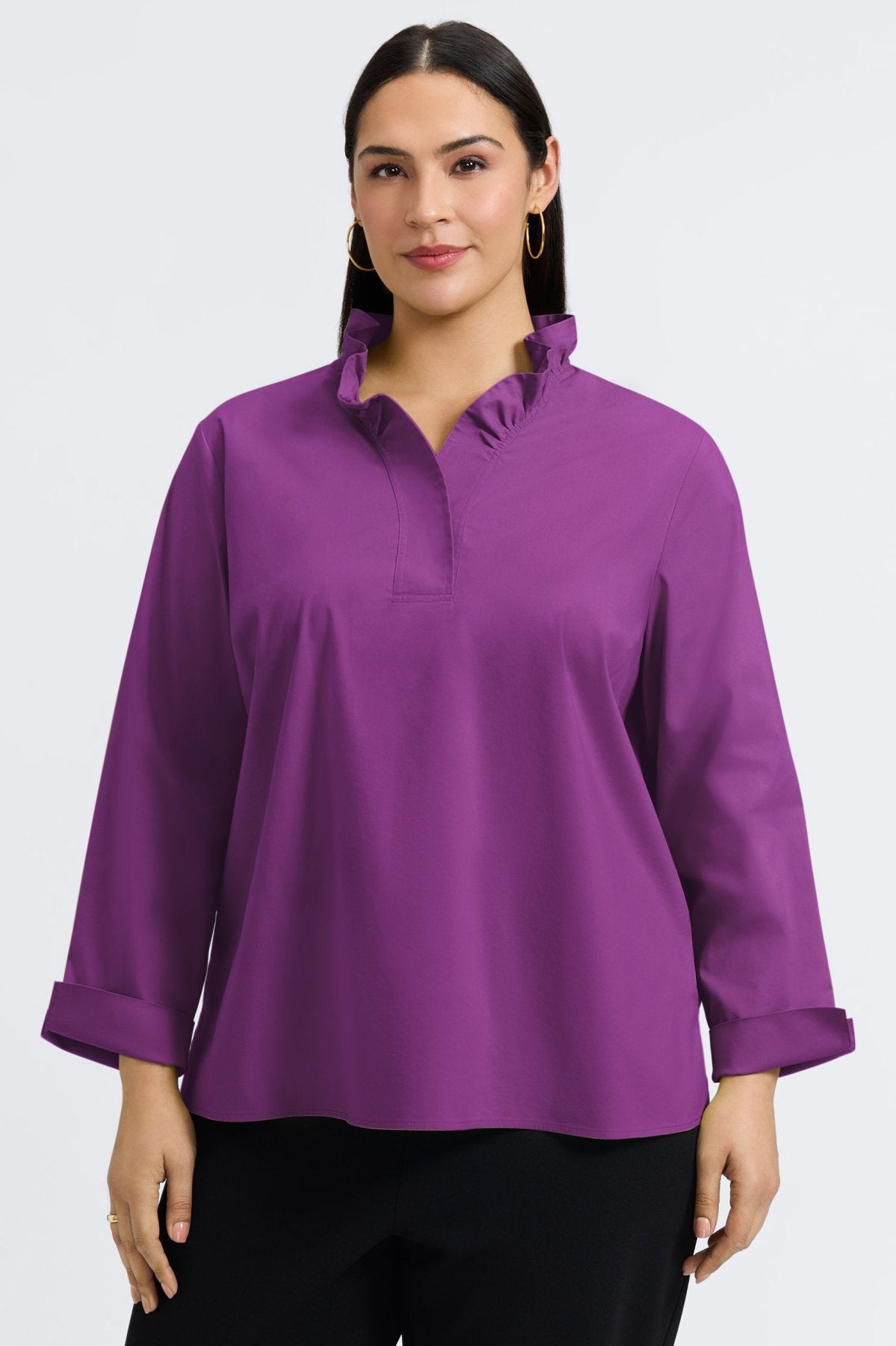 Tammy Plus No Iron Stretch Long Sleeve Popover Shirt