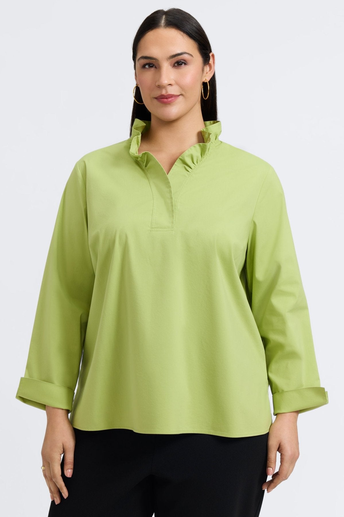 Tammy Plus No Iron Stretch Long Sleeve Popover Shirt