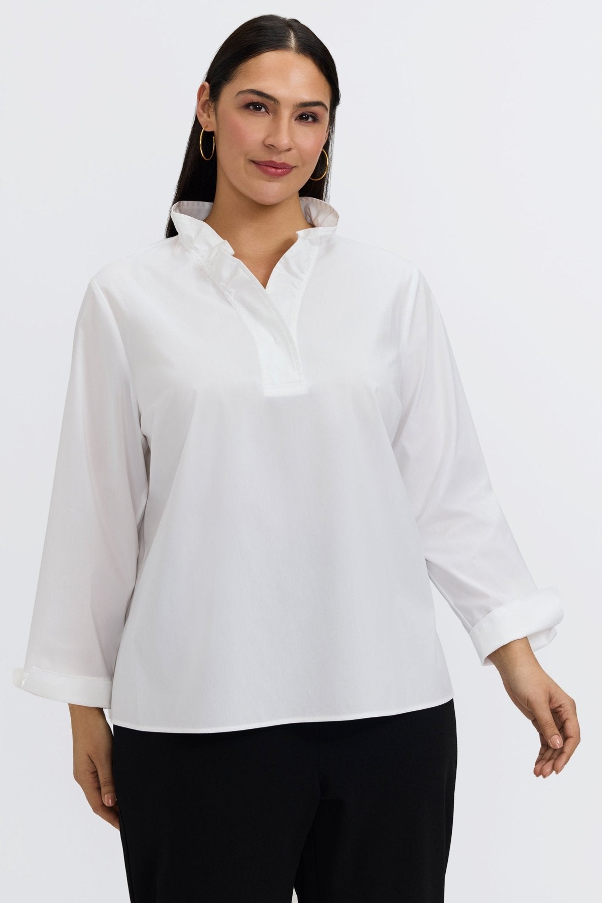 Tammy Plus No Iron Stretch Long Sleeve Popover Shirt