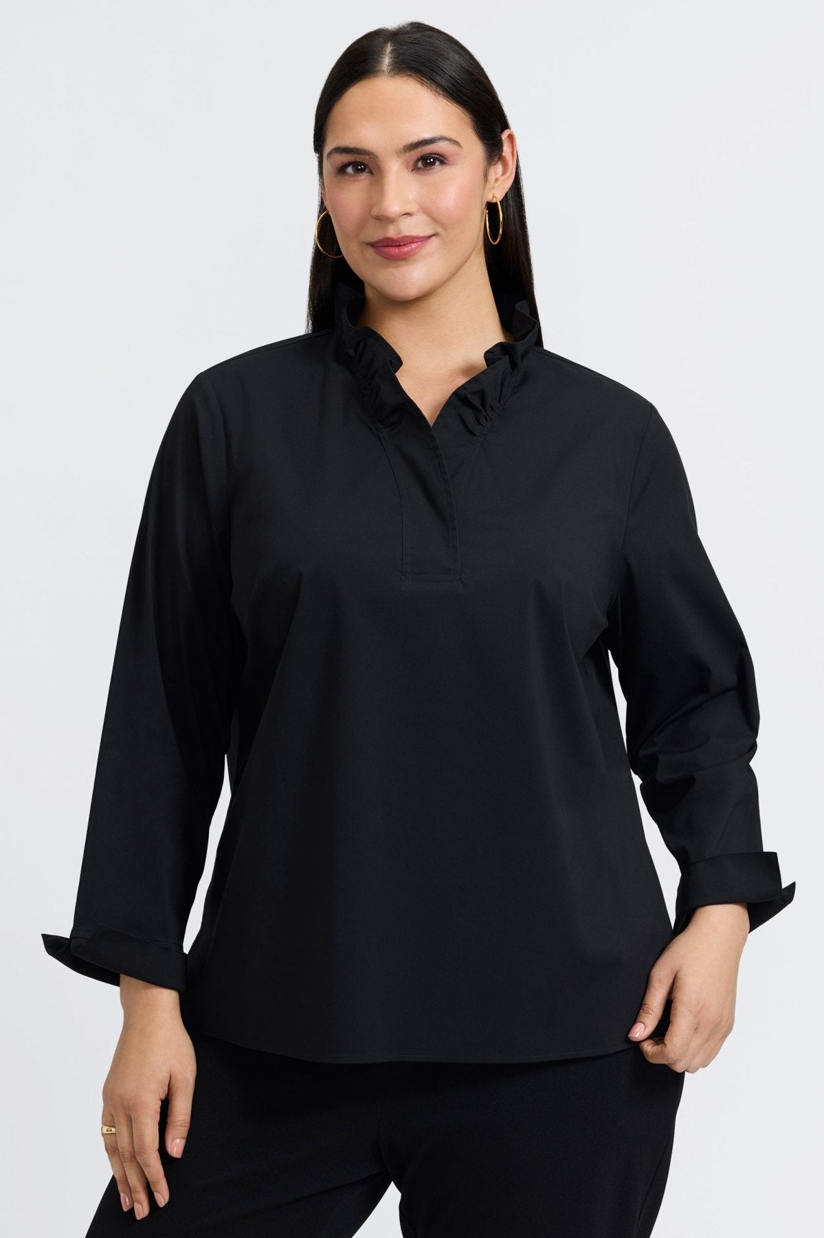 Tammy Plus No Iron Stretch Long Sleeve Popover Shirt