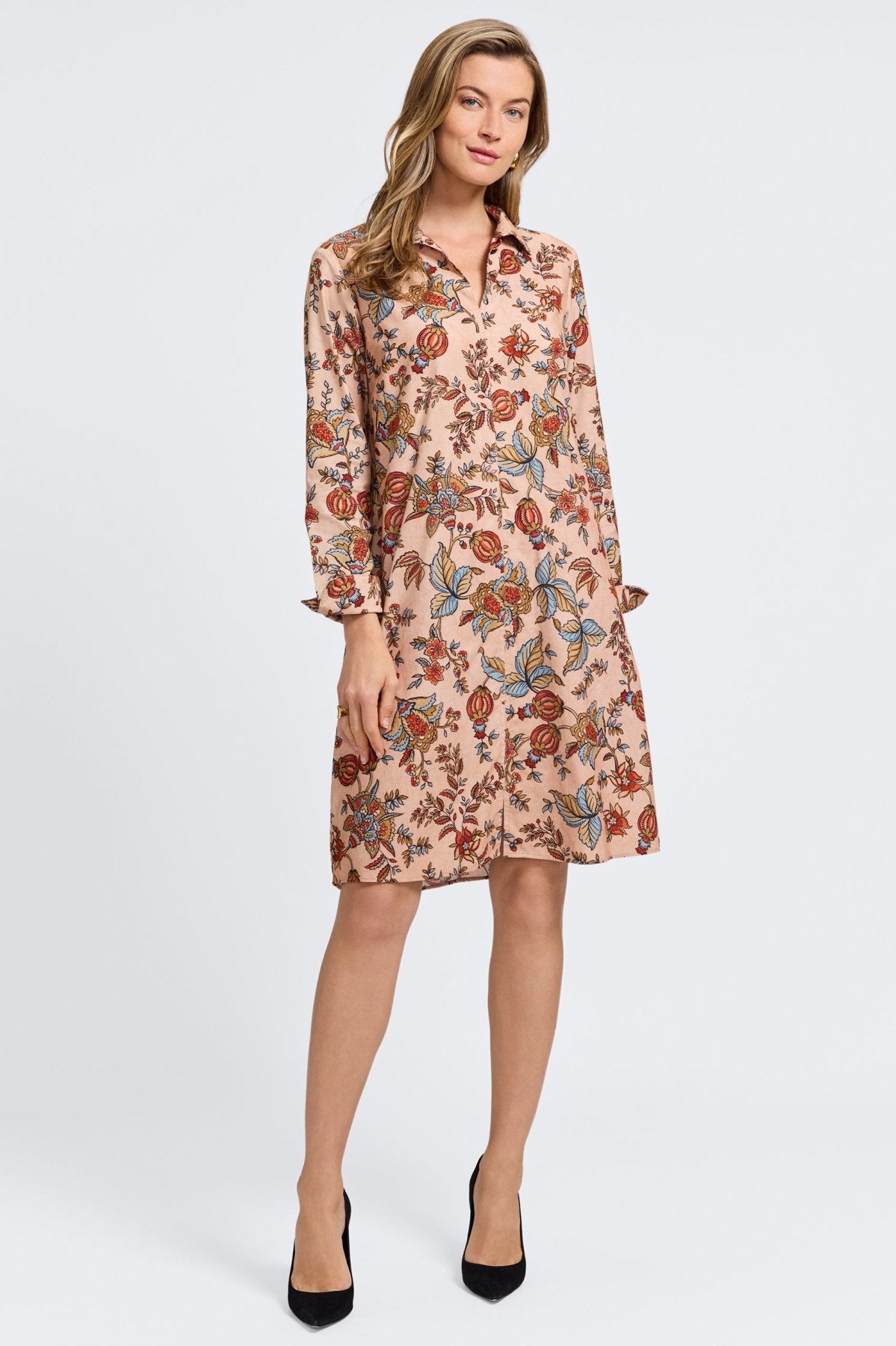 Agnes Corduroy Autumn Jacobean Long Sleeve Dress