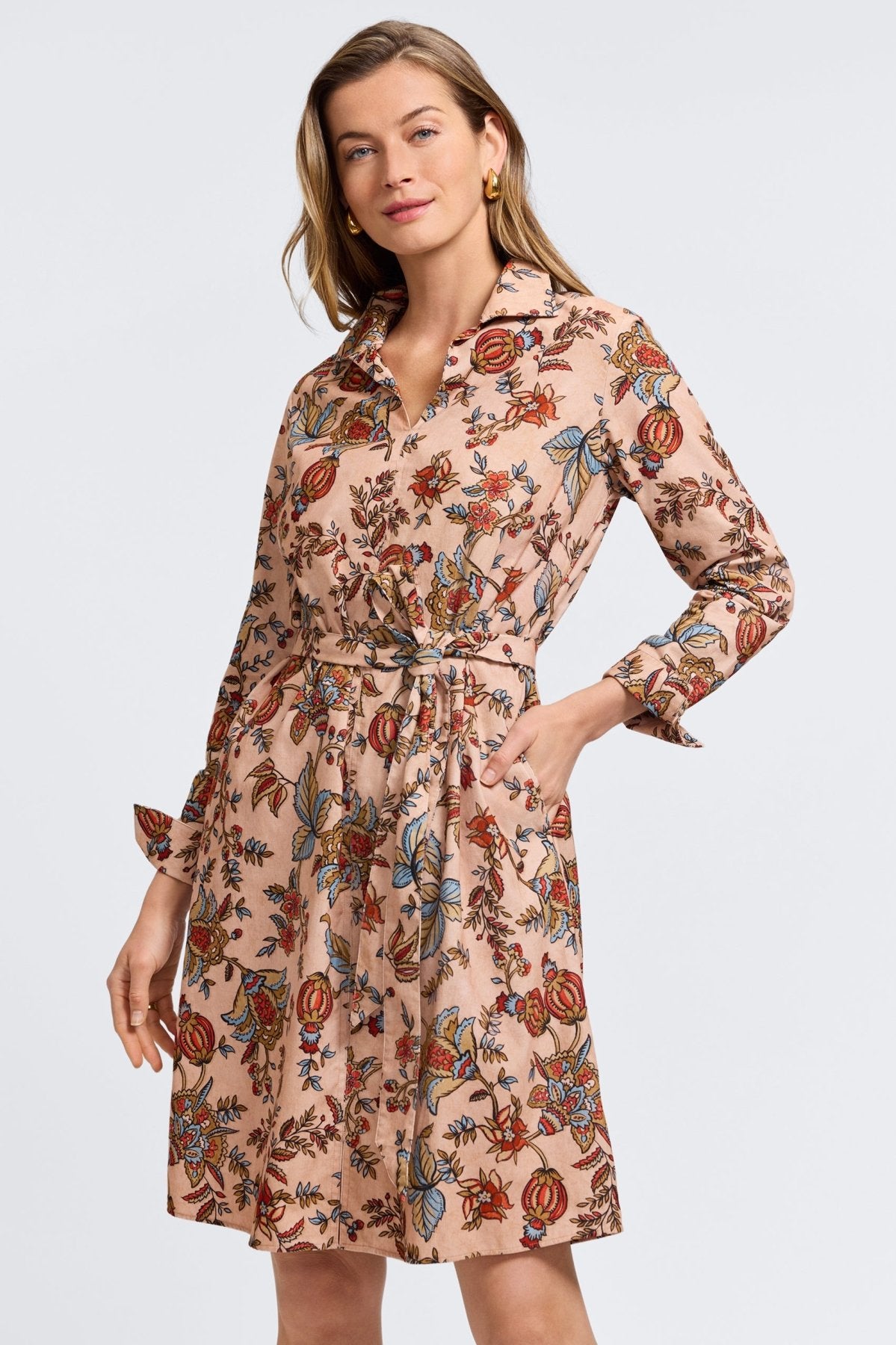 Agnes Corduroy Autumn Jacobean Long Sleeve Dress