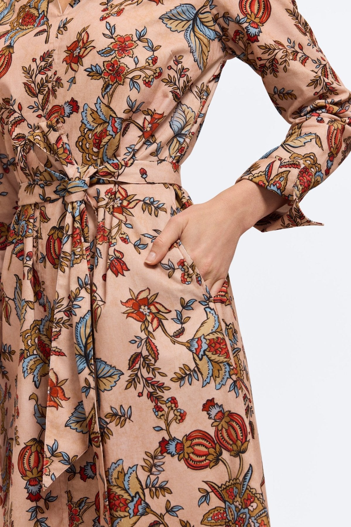 Agnes Corduroy Autumn Jacobean Long Sleeve Dress