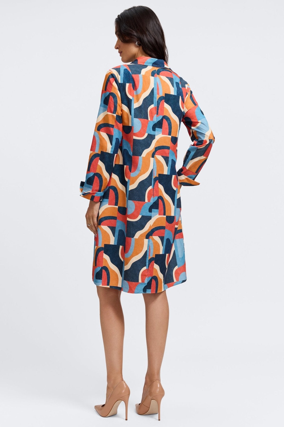 Agnes Corduroy Mid Century Art Long Sleeve Dress
