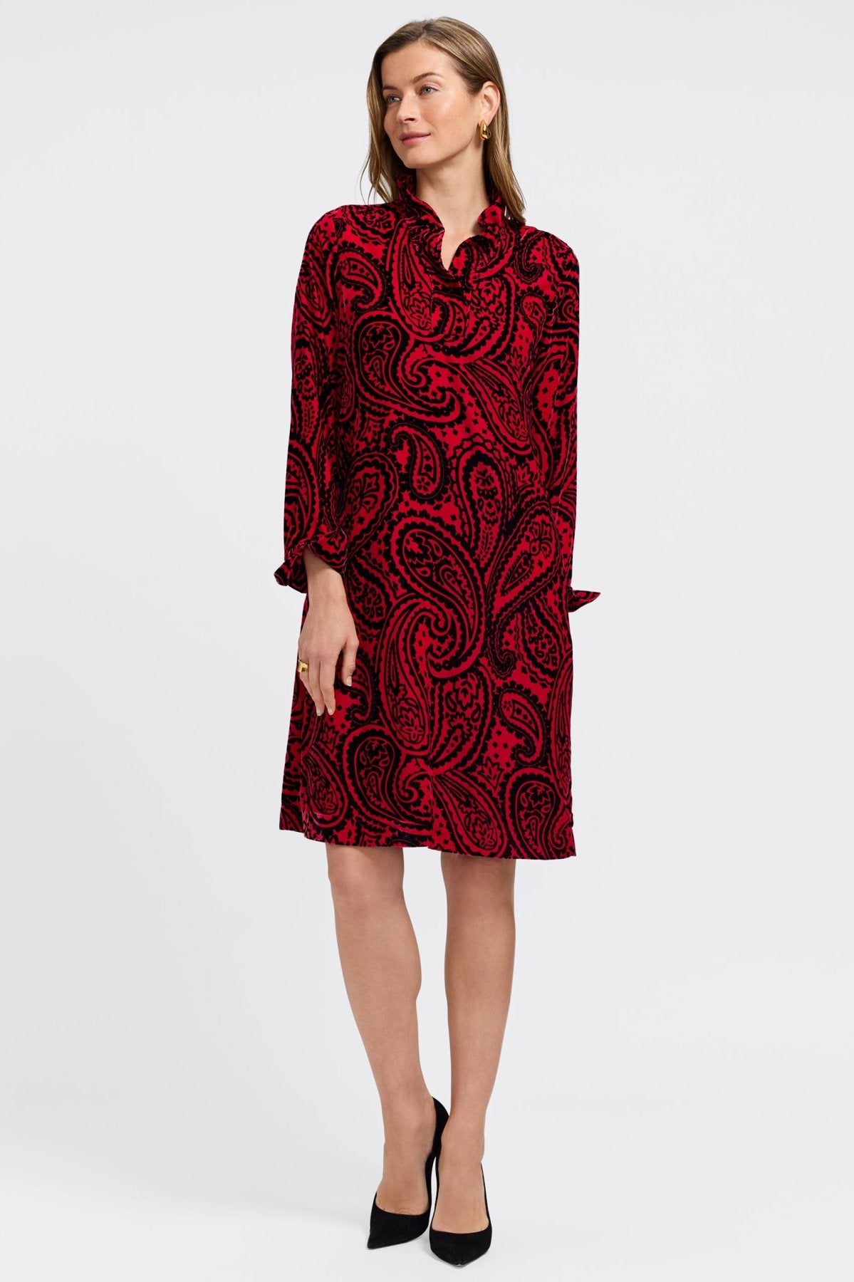 Tammy Velvet Paisley Long Sleeve Dress