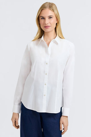 Front view of the June No Iron Stretch Long Sleeve Shirt #color_white