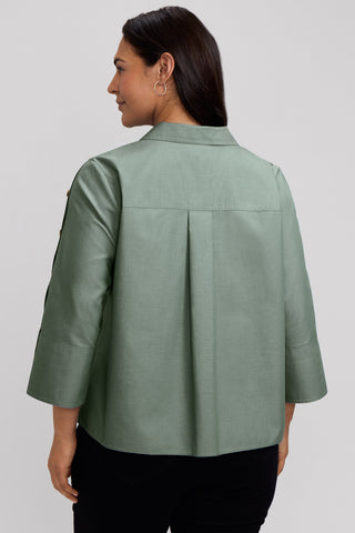 Lainey Plus No Iron Pinpoint 3/4 Button Sleeve Shirt