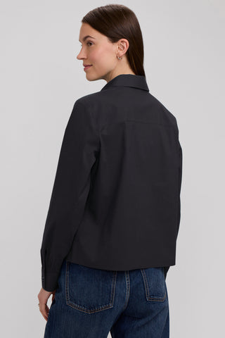 Jodie Long Stretch Cotton Sleeve Pintuck Short Shirt