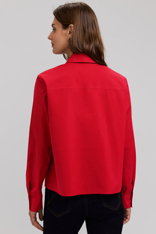 Jodie Long Stretch Cotton Sleeve Pintuck Short Shirt