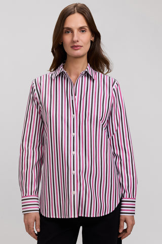 Meghan No Iron Pinpoint Stripe Long Sleeve Shirt
