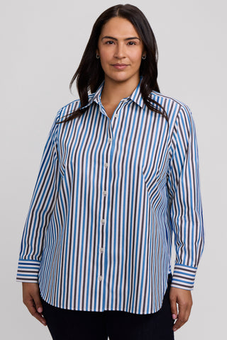 Meghan Plus No Iron Pinpoint Stripe Long Sleeve Shirt