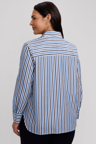 Meghan Plus No Iron Pinpoint Stripe Long Sleeve Shirt