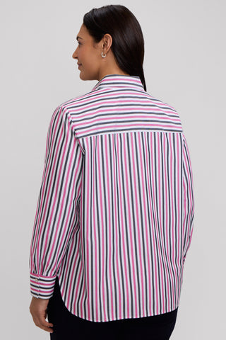 Meghan Plus No Iron Pinpoint Stripe Long Sleeve Shirt