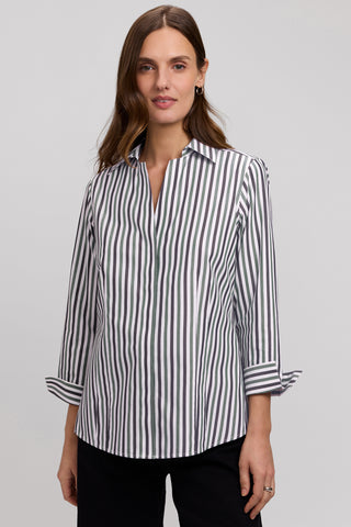 Taylor No Iron Pinpoint Stripe 3/4 Sleeve Shirt