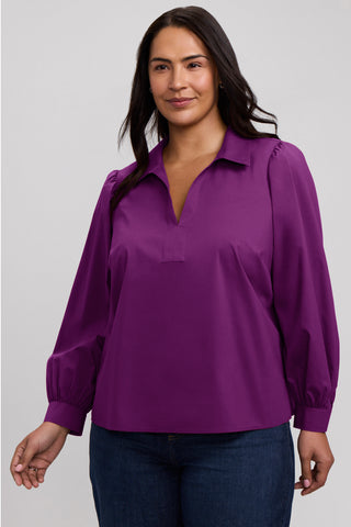 Alix Plus Stretch Cotton Long Sleeve Popover Shirt