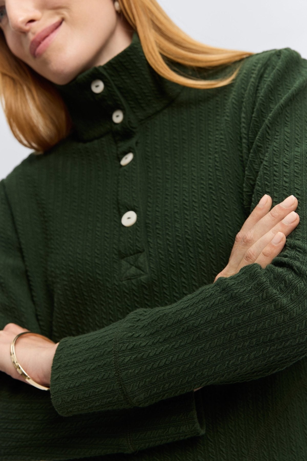 Sammy Cable Knit Long Sleeve Popover Sweater