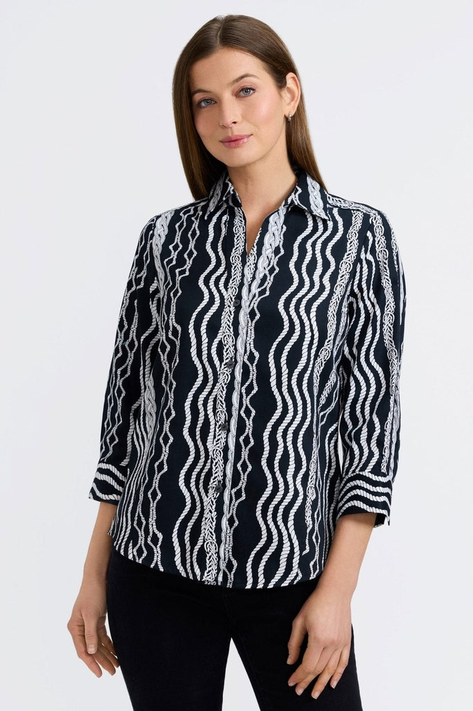 Paityn Braided Belts 3/4 Sleeve Shirt