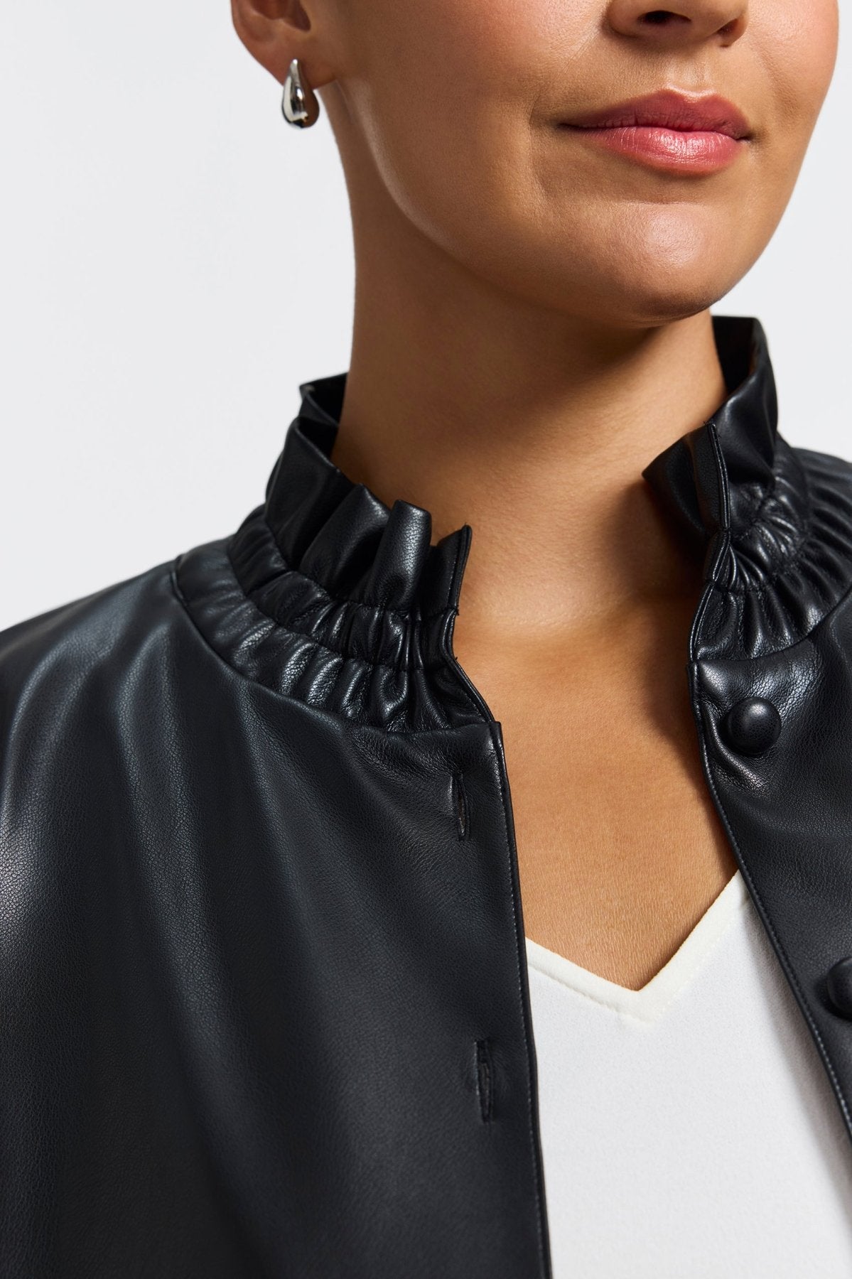 Carolina Plus Vegan Leather Long Sleeve Shirt Jacket