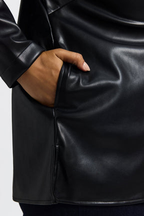 Carolina Plus Vegan Leather Long Sleeve Shirt Jacket