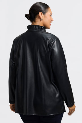 Carolina Plus Vegan Leather Long Sleeve Shirt Jacket