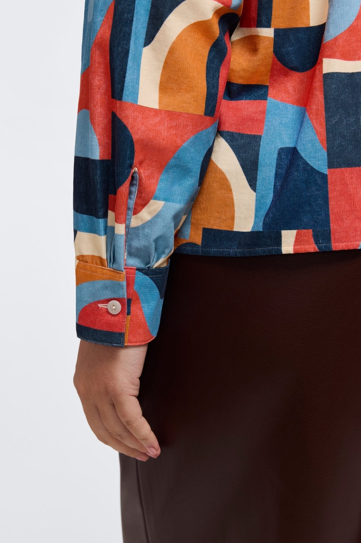 Marina Plus Corduroy Long Sleeve Short Shirt
