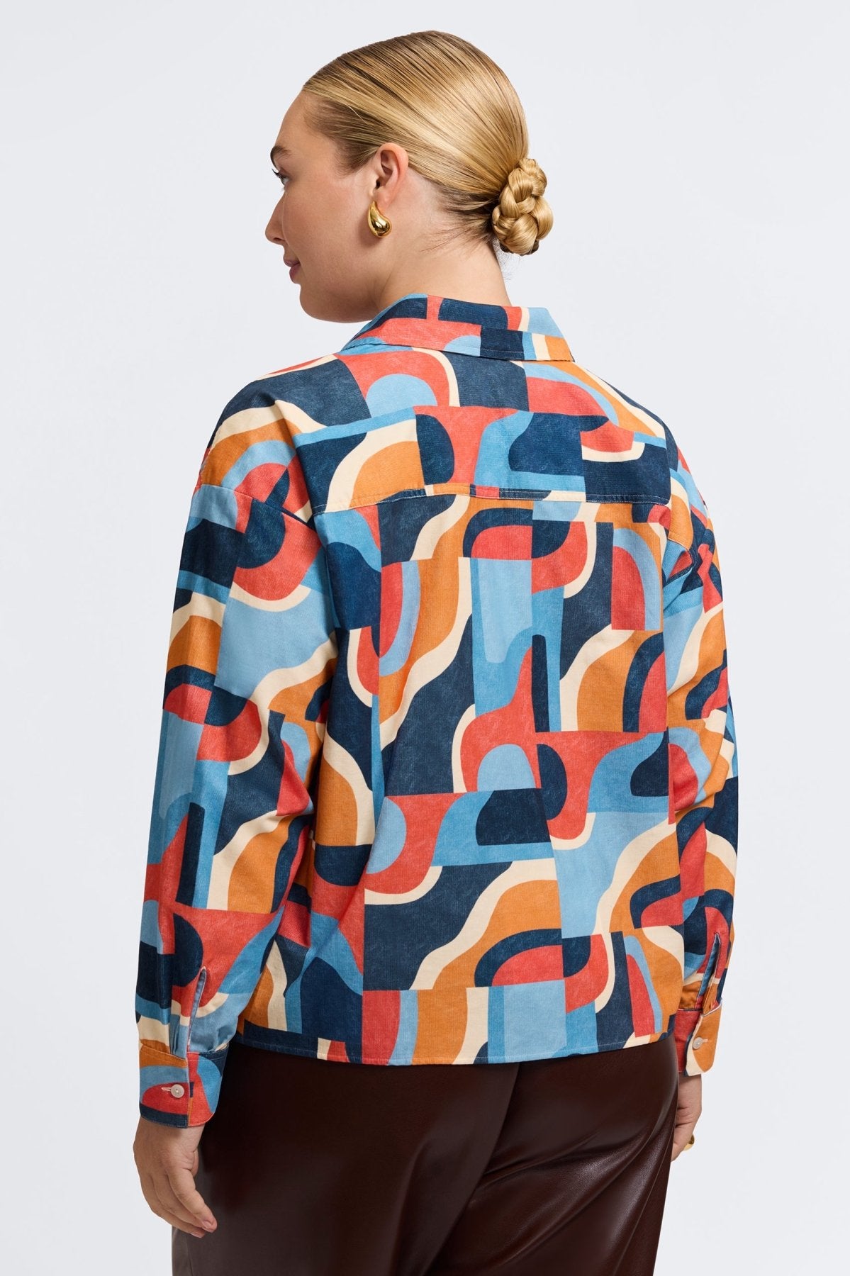 Marina Plus Corduroy Long Sleeve Short Shirt