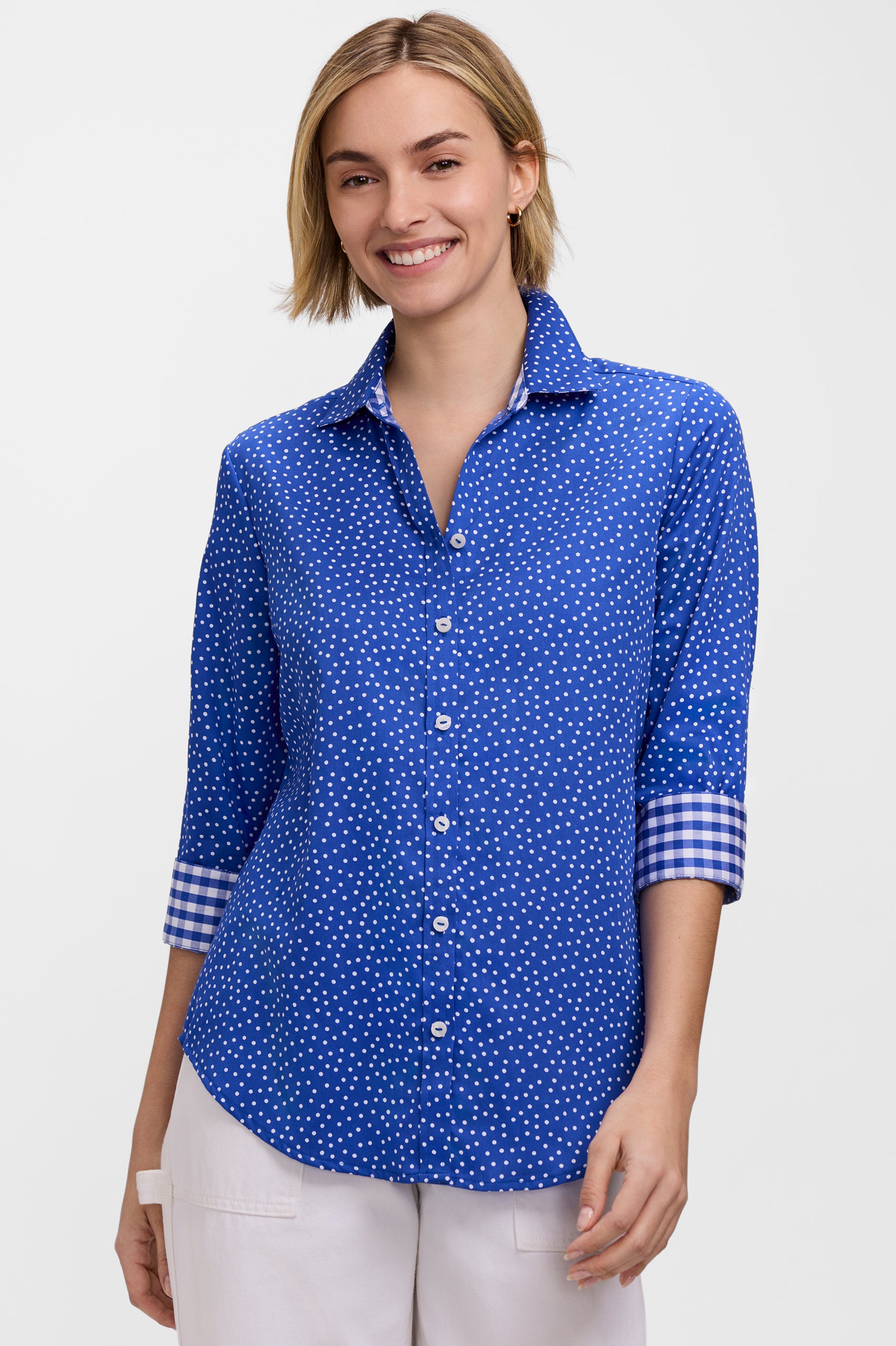 Margie Mini Polka Dot 3/4 Sleeve Shirt