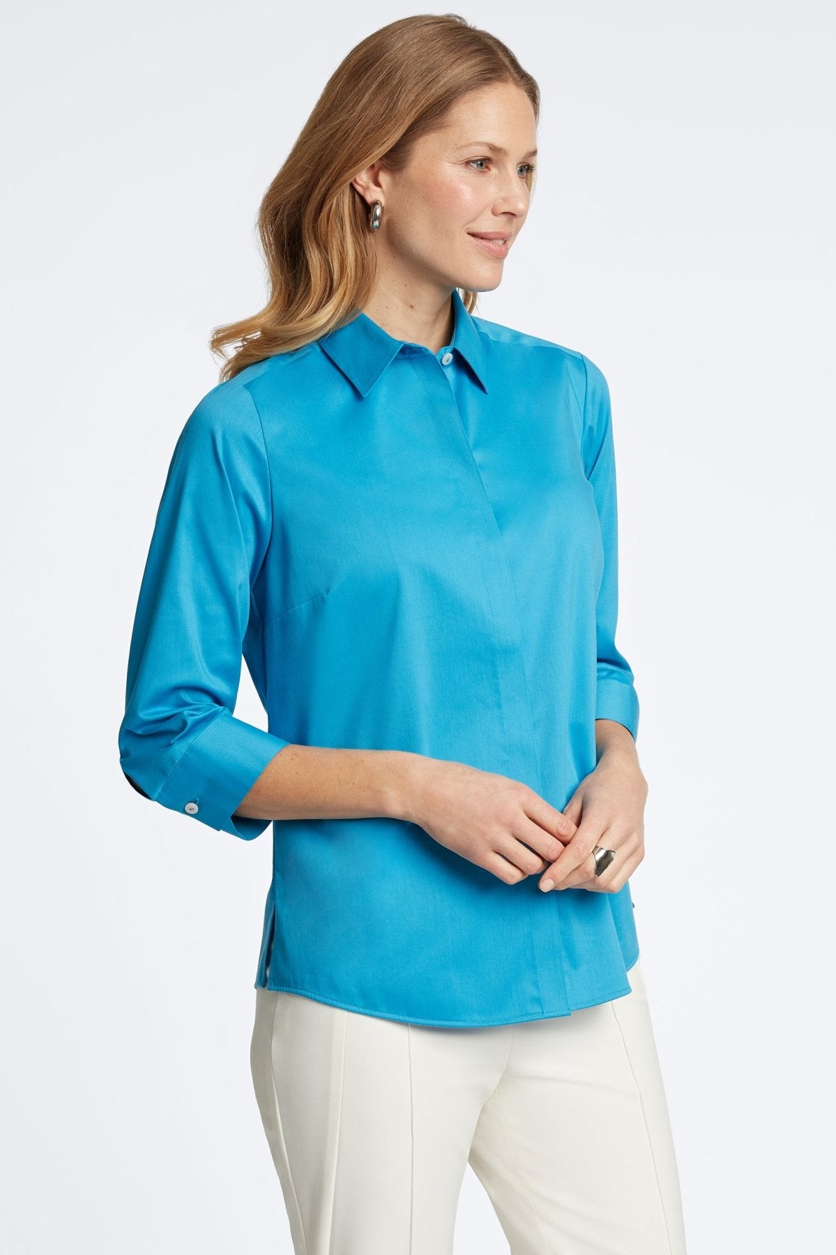 Luna No Iron Stretch Matte Sateen 3/4 Sleeve Shirt