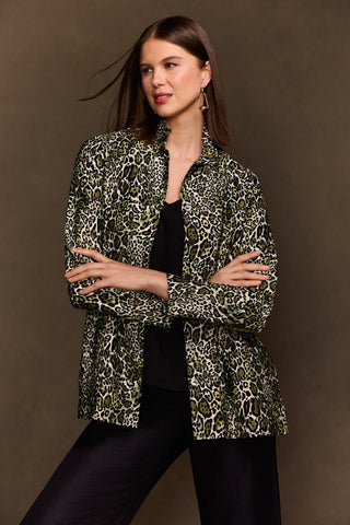 Carolina Green Leopard Long Sleeve Shirt Jacket