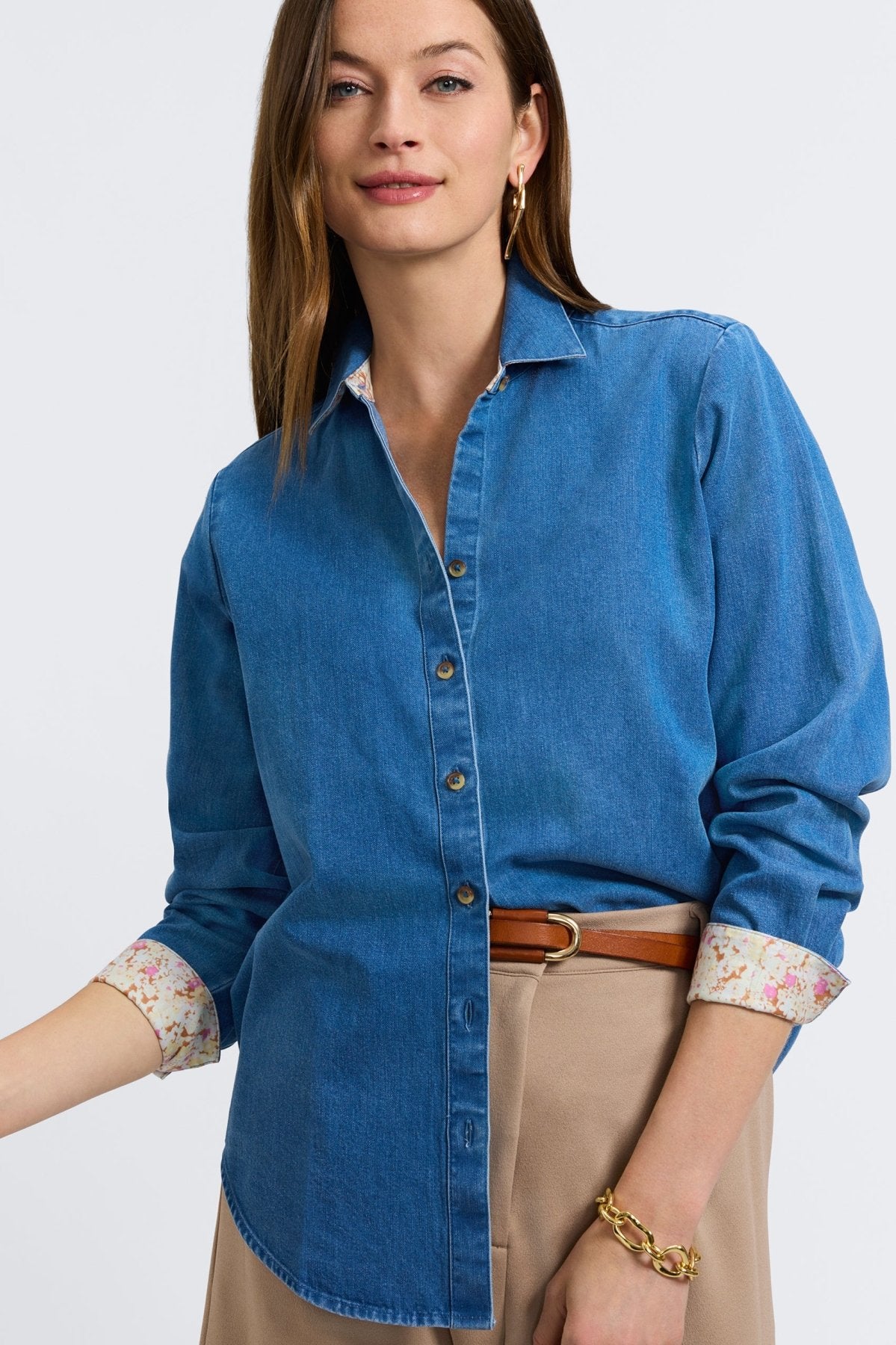 Margie Tencel® Denim Long Sleeve Shirt