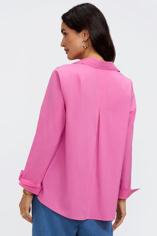 Agnes Petite No Iron Stretch Long Sleeve Popover Shirt